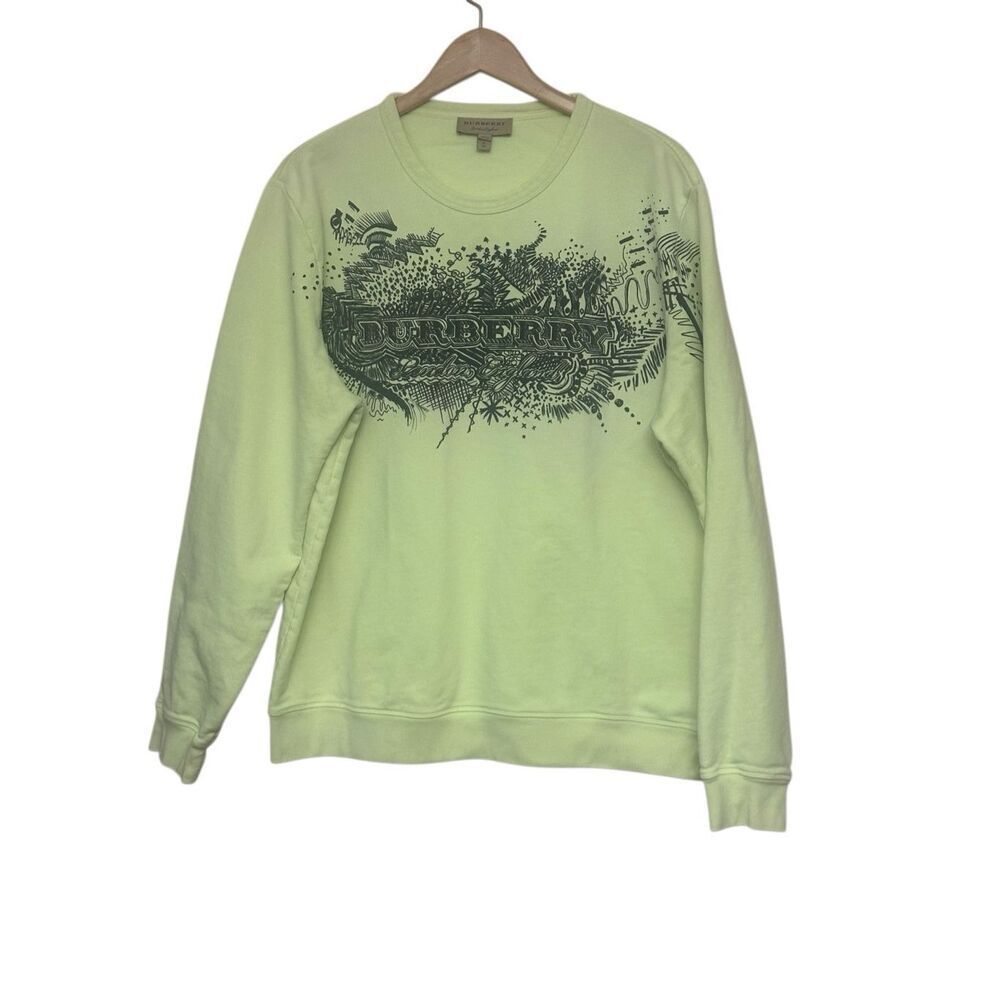 Burberry Sauer doodle print cotton sweatshirt in neon yellow Size: xl